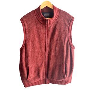 Pendleton Vest Mens XL Burgandy Washable Shetland Wool Full Zip Pockets Lined